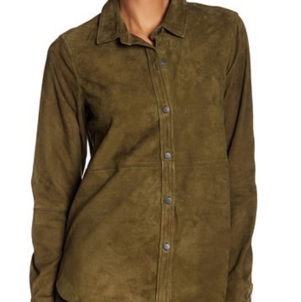 Current/Elliott The Clean Perfect Suede Olive Top